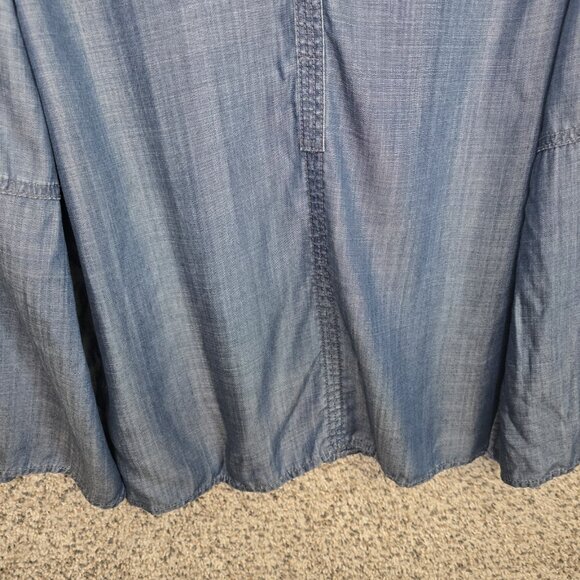 Chicos Top Womens 1 US Medium Blue Chambray V Neck Bell Sleeve Blouse Ladies - Picture 5 of 7